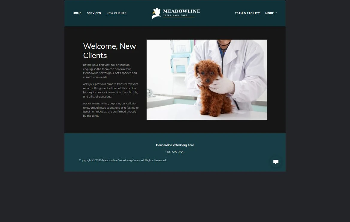 Finished New clients example — privacy-cropped excerpt