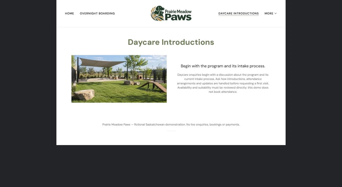 Finished Daycare Introductions example — privacy-cropped excerpt