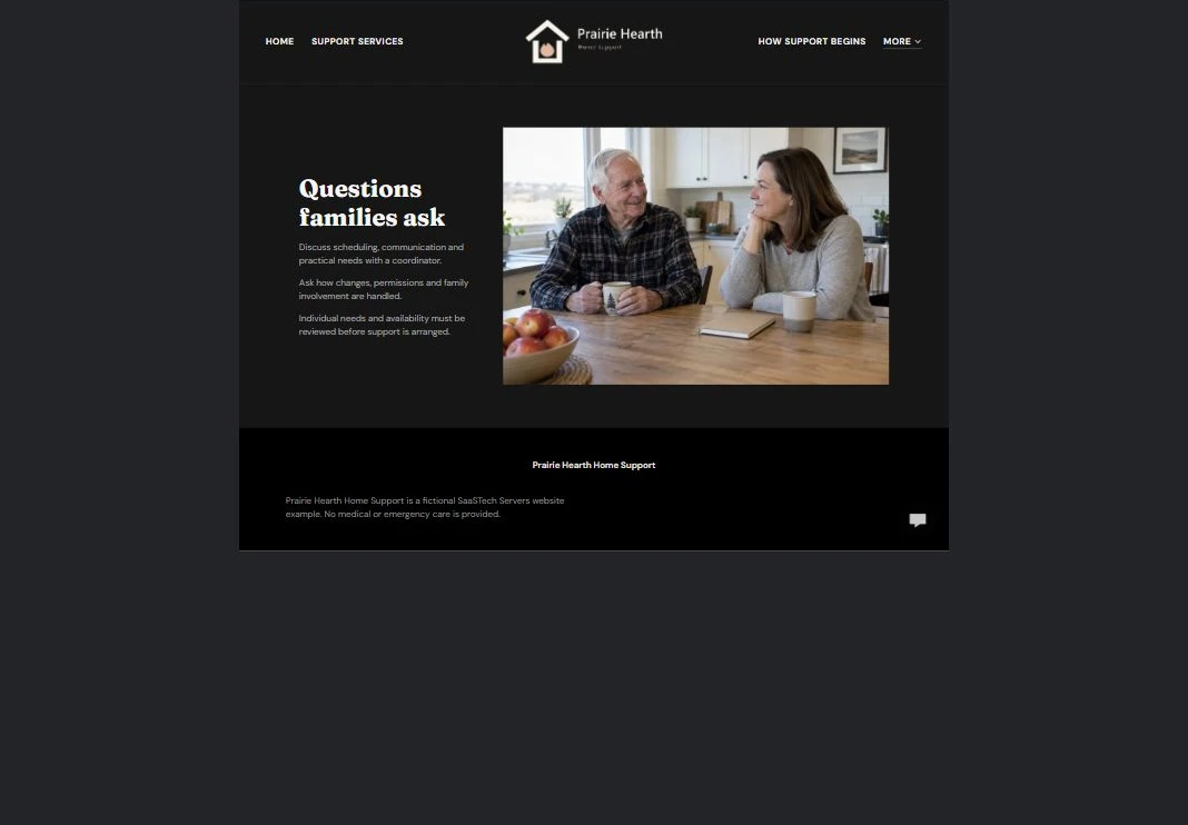 Finished Family Questions example — privacy-cropped excerpt