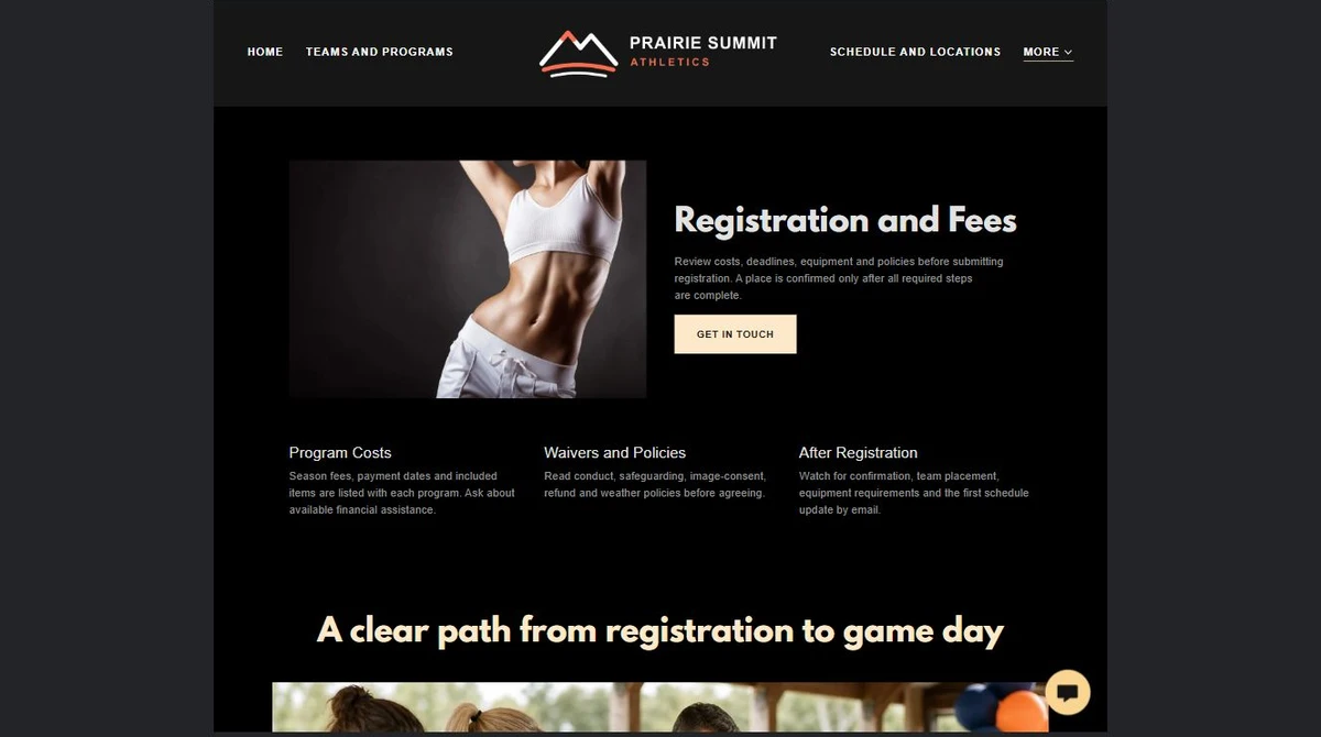 Finished Registration and fees example — privacy-cropped excerpt
