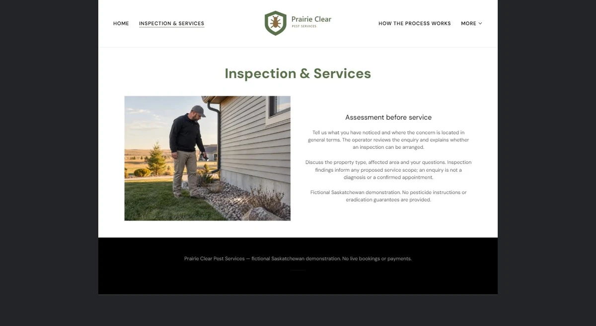 Finished Inspection & Services example — privacy-cropped excerpt