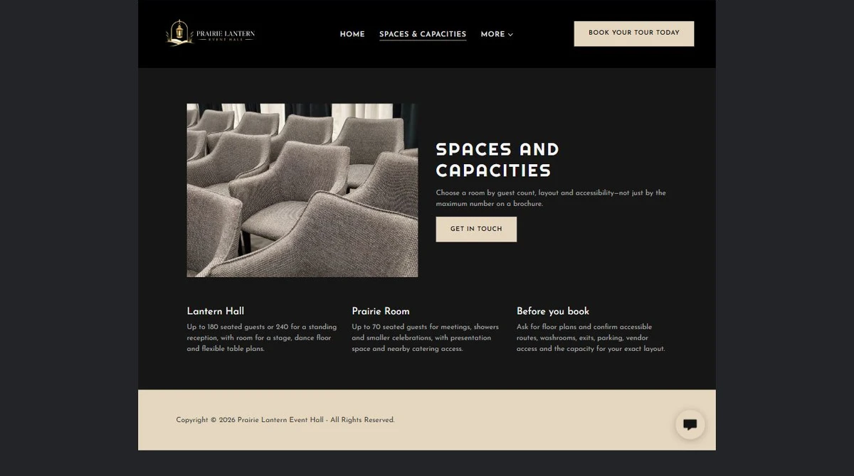 Finished Spaces and capacities example — privacy-cropped excerpt
