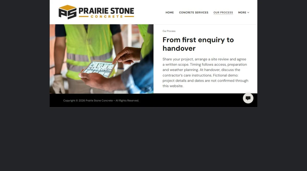 Finished Our Process example — privacy-cropped excerpt
