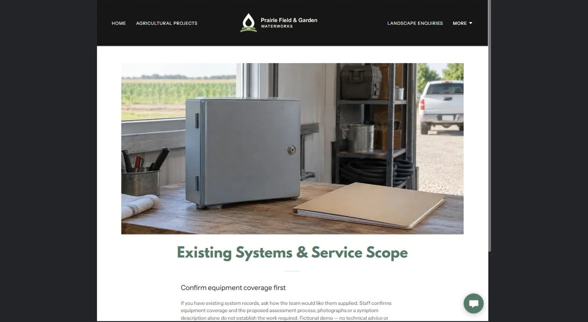 Finished Existing Systems & Service Scope example — privacy-cropped excerpt