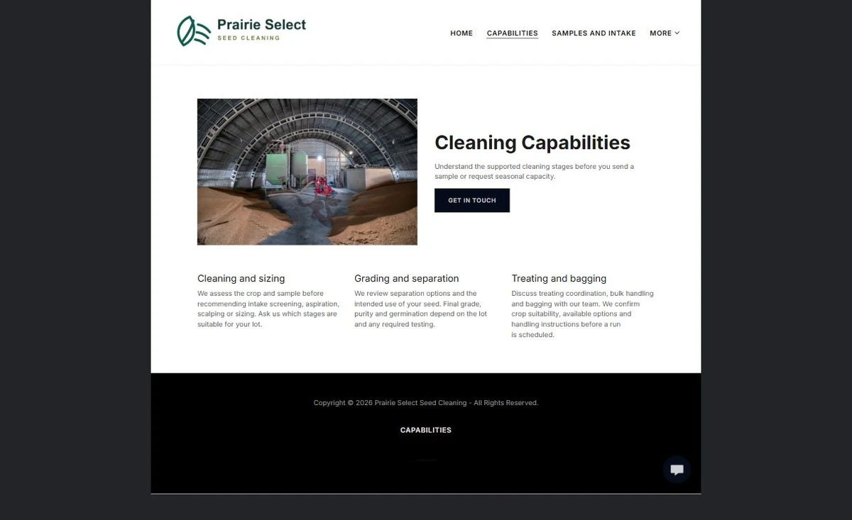 Finished Cleaning Capabilities example — privacy-cropped excerpt