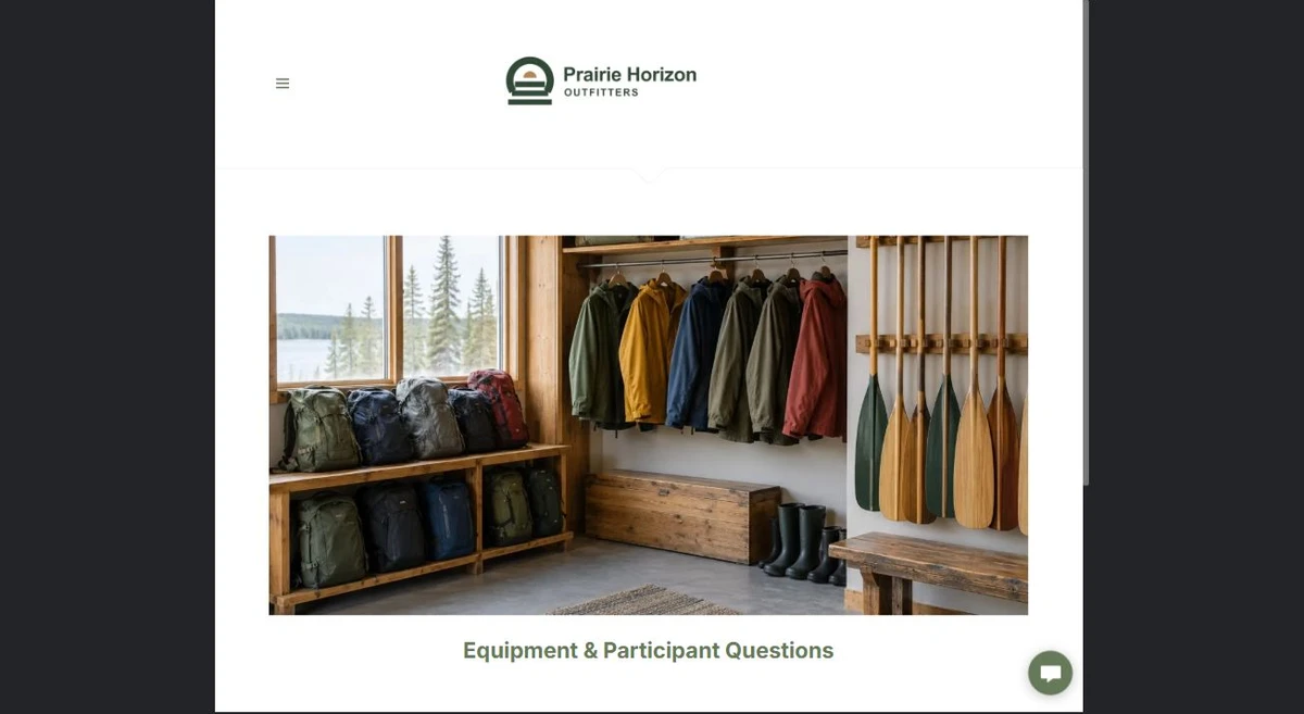 Finished Equipment & Participant Questions example — privacy-cropped excerpt