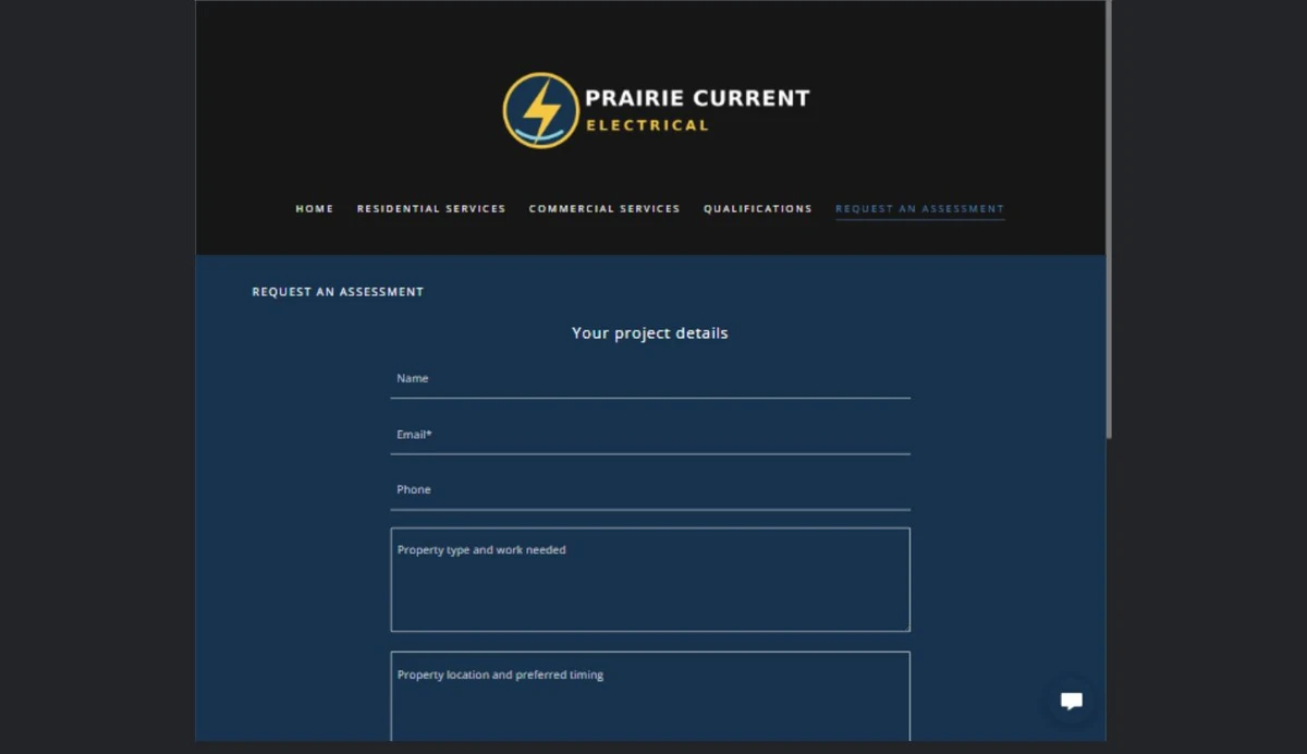 Finished Request an assessment example — privacy-cropped excerpt