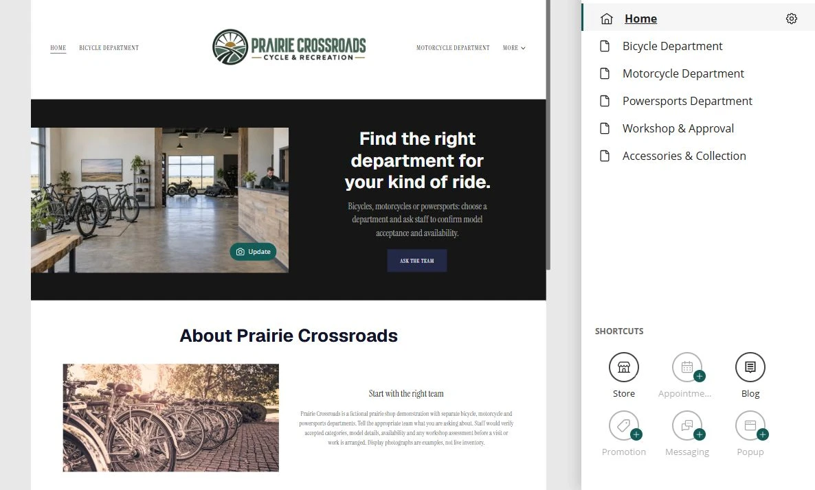 Prairie Crossroads · navigation — privacy-cropped excerpt