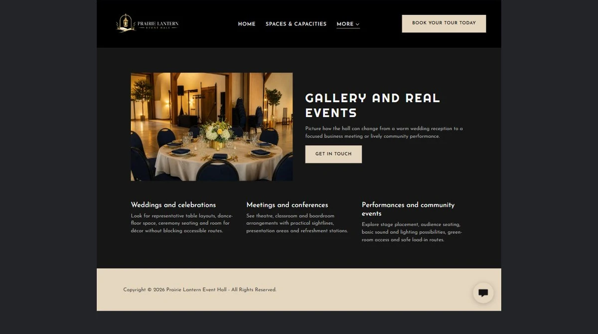 Finished Gallery and real events example — privacy-cropped excerpt
