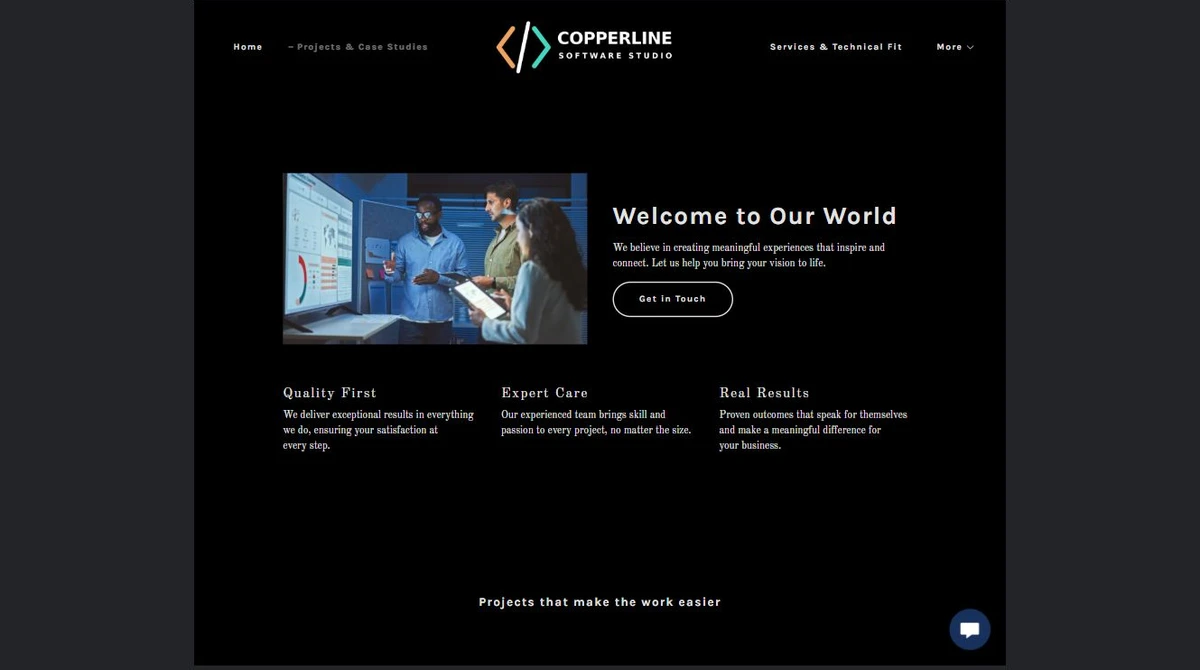 Finished Projects and case studies example — privacy-cropped excerpt
