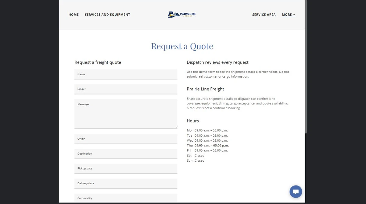 Finished Request a quote example — privacy-cropped excerpt