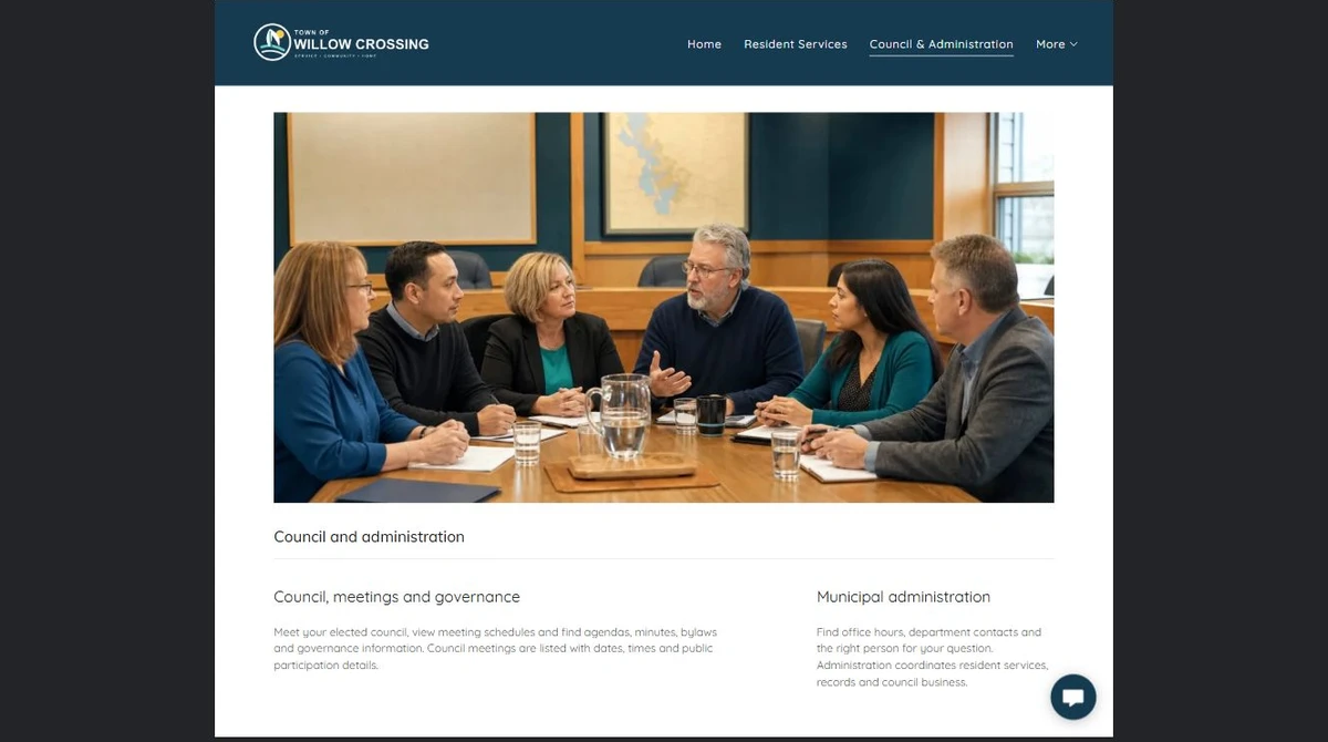 Finished Council and administration example — privacy-cropped excerpt