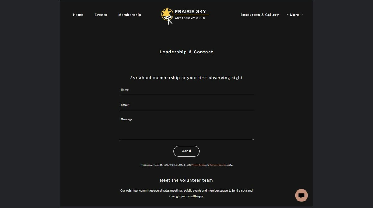 Finished Leadership and contact example — privacy-cropped excerpt