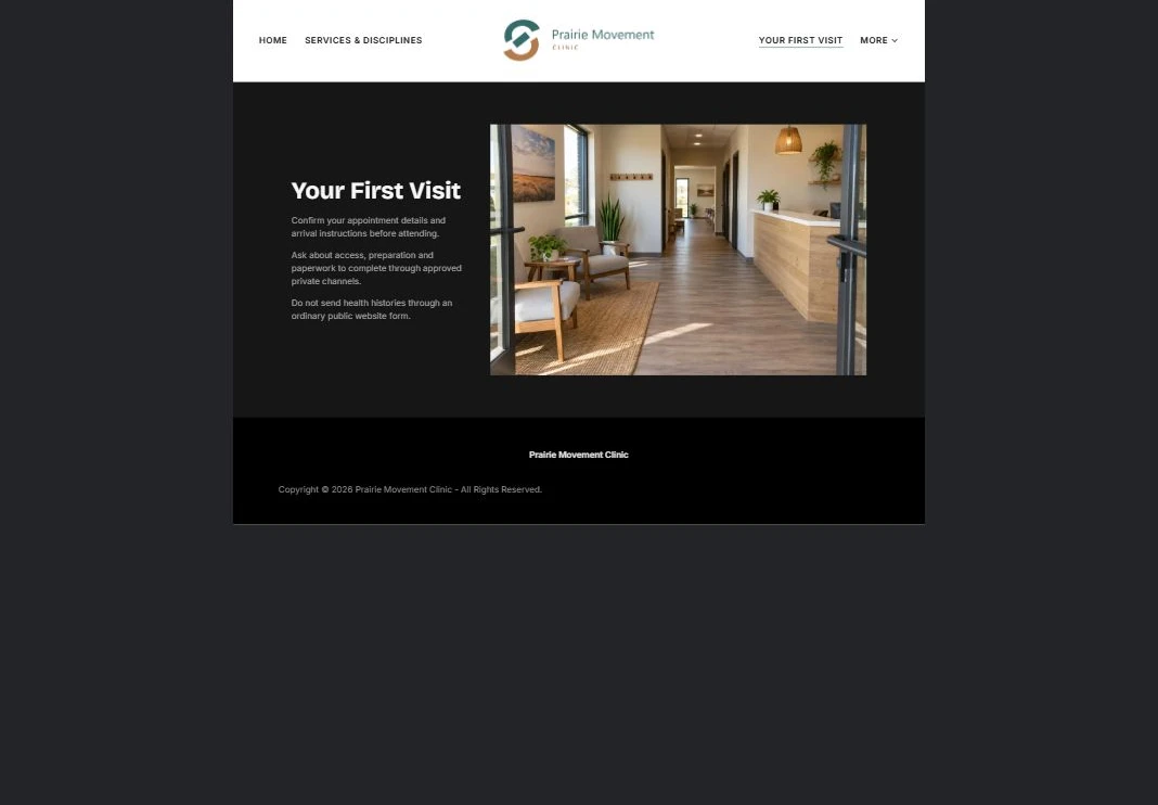 Finished Your First Visit example — privacy-cropped excerpt