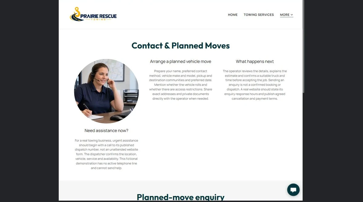 Finished Contact example — privacy-cropped excerpt
