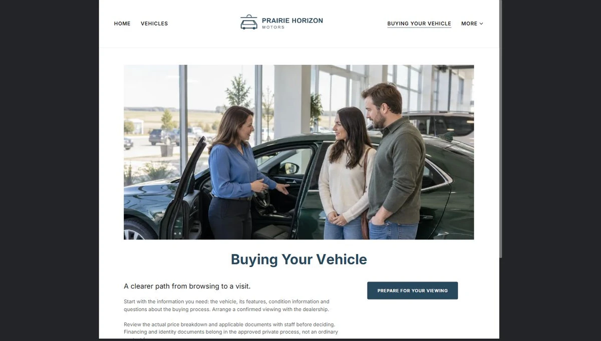 Finished Buying Your Vehicle example — privacy-cropped excerpt