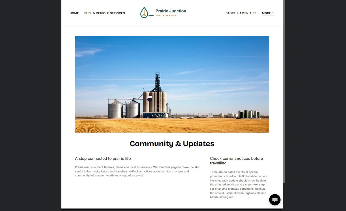 Finished Community & Updates example — privacy-cropped excerpt