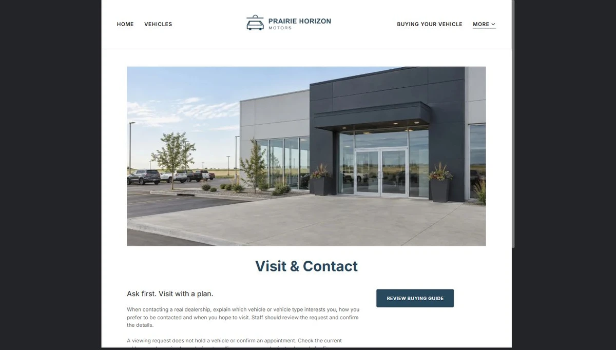 Finished Visit & Contact example — privacy-cropped excerpt