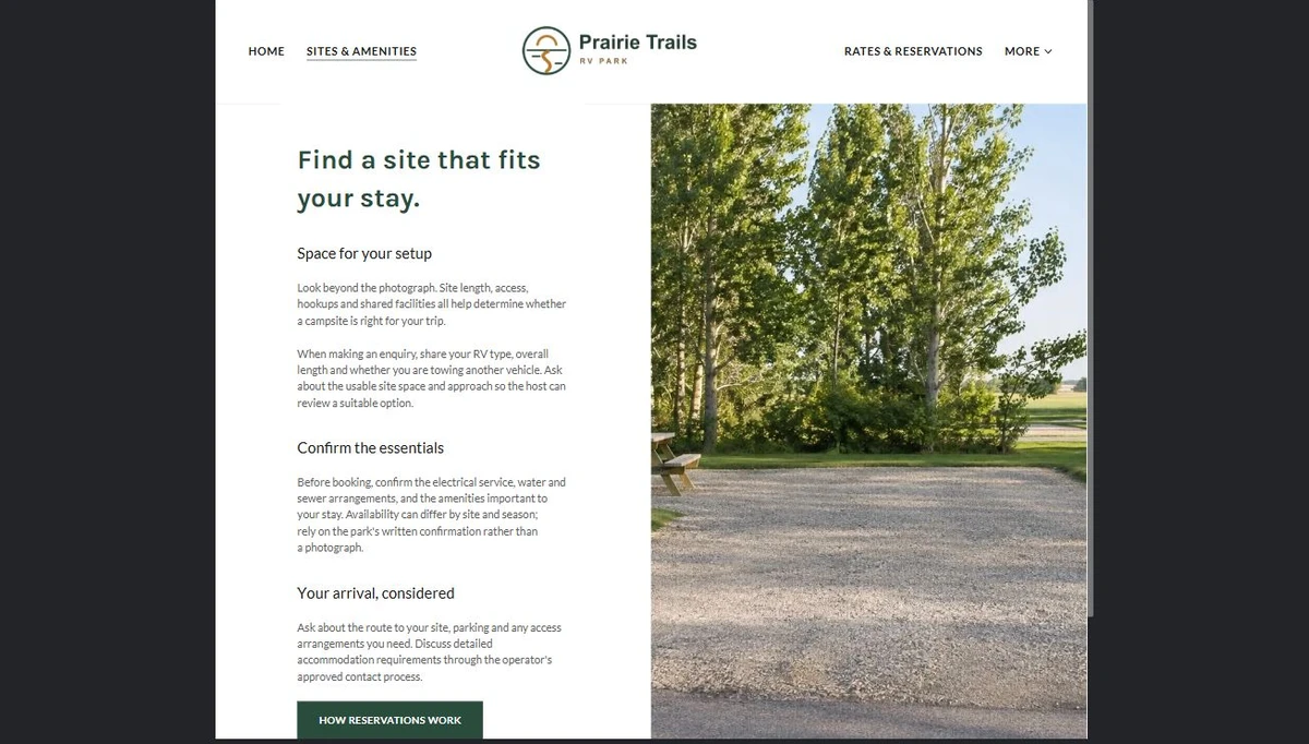Finished Sites & Amenities example — privacy-cropped excerpt