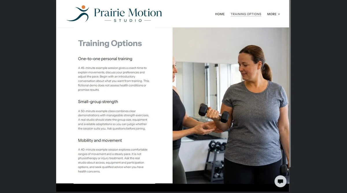 Finished Training Options example — privacy-cropped excerpt