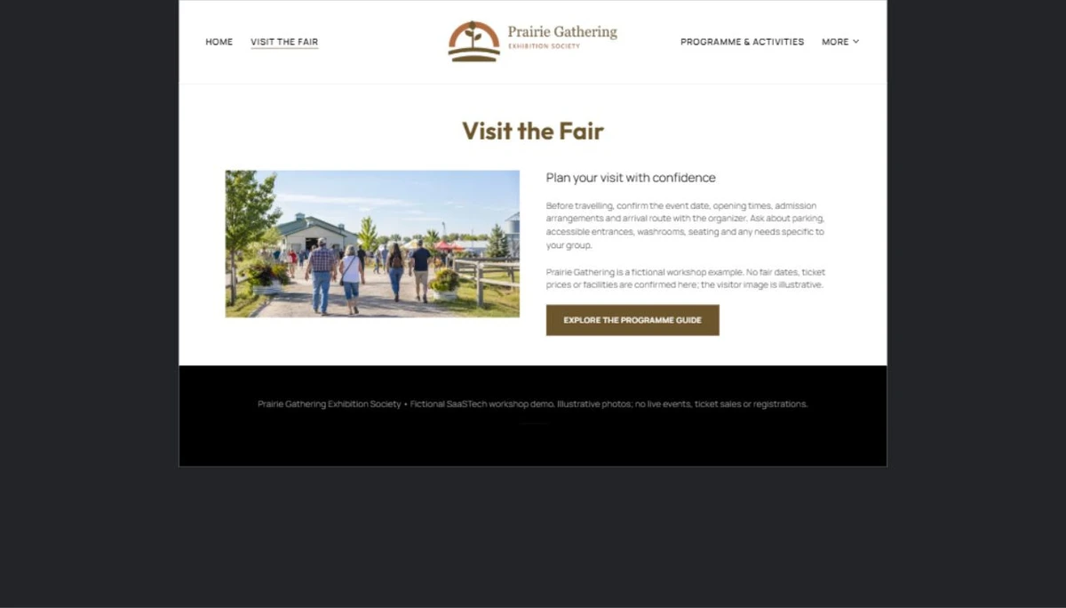 Finished Visit the Fair example — privacy-cropped excerpt
