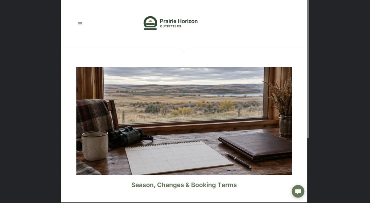 Finished Season, Changes & Booking Terms example — privacy-cropped excerpt