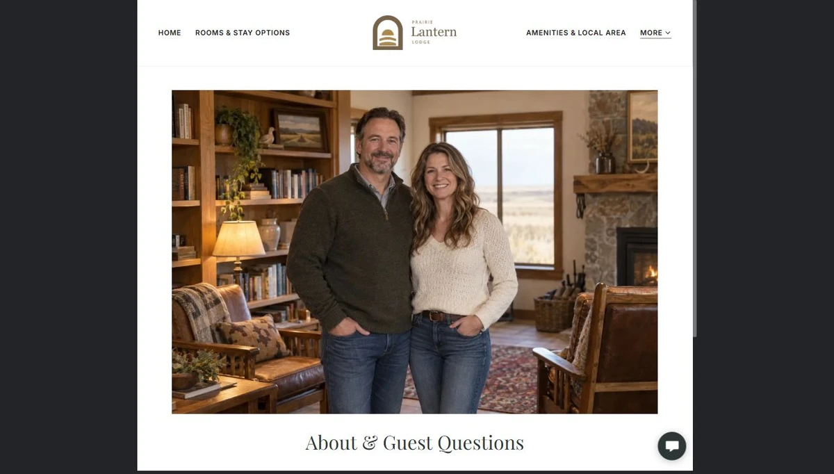 Finished About & Guest Questions example — privacy-cropped excerpt