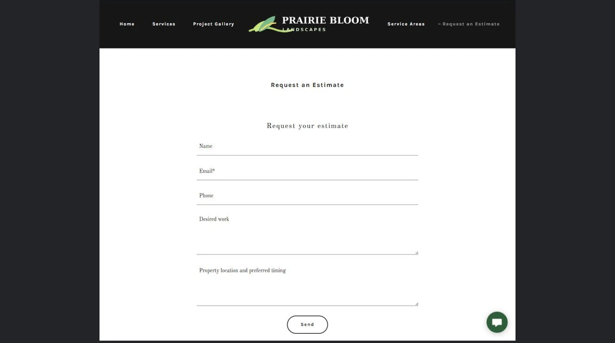 Finished Request an estimate example — privacy-cropped excerpt
