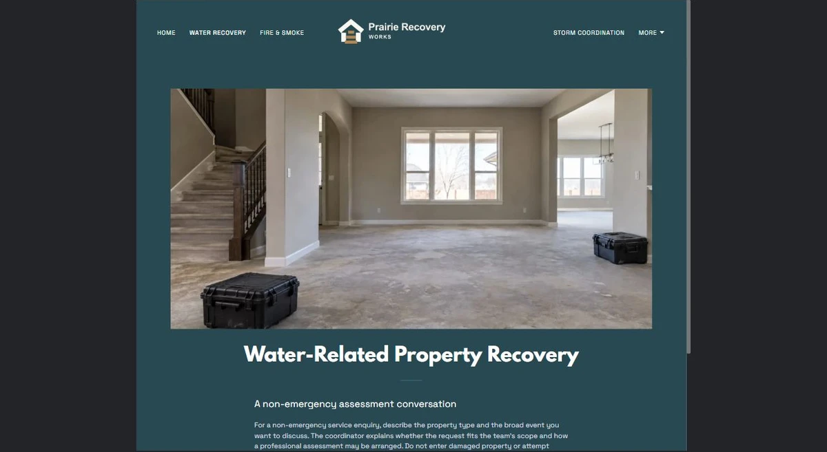 Finished Water-Related Property Recovery example — privacy-cropped excerpt