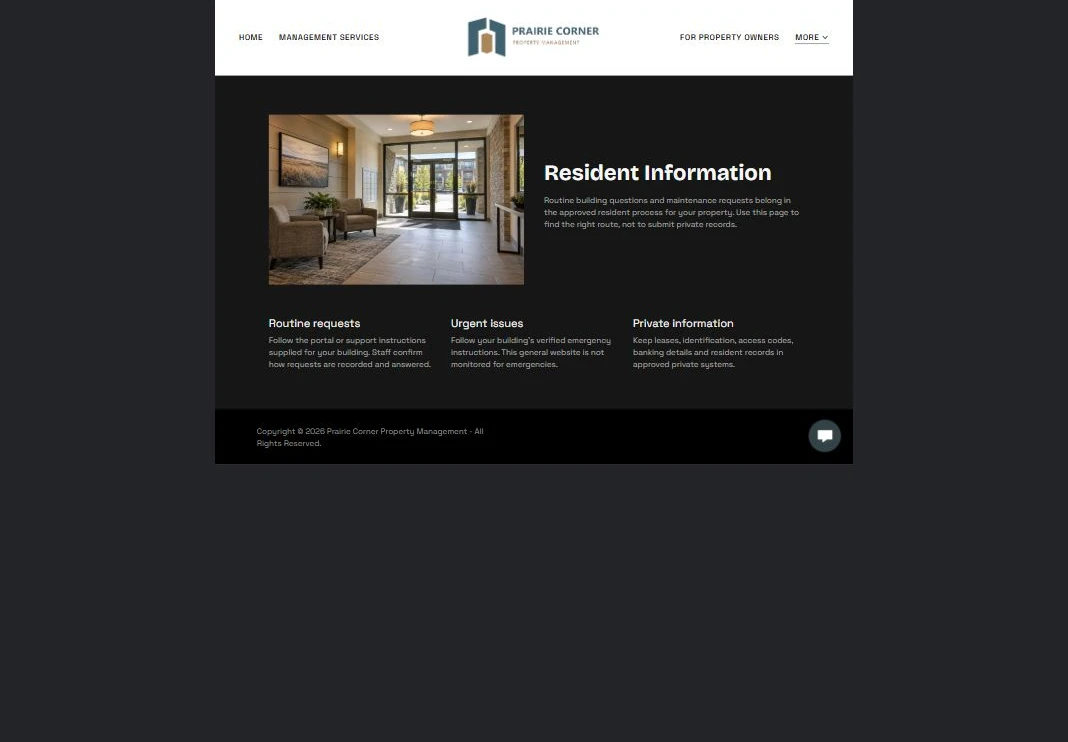 Finished Resident Information example — privacy-cropped excerpt