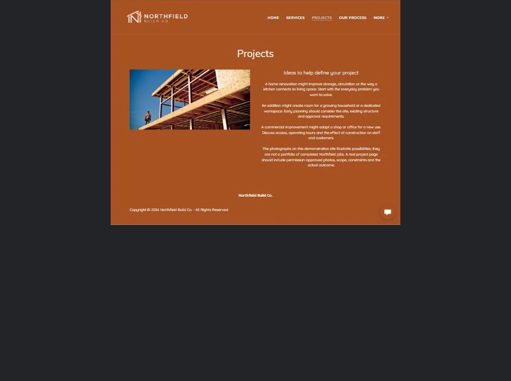 Finished Projects example — privacy-cropped excerpt