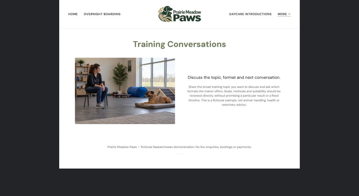 Finished Training Conversations example — privacy-cropped excerpt