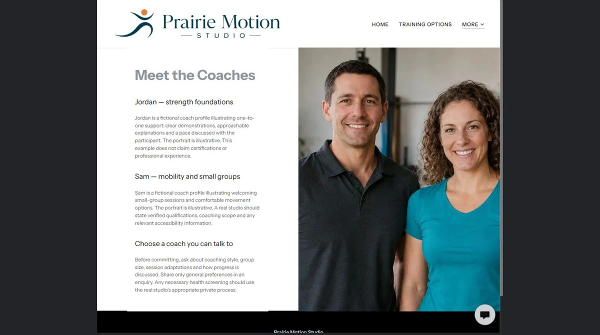 Finished Meet the Coaches example — privacy-cropped excerpt