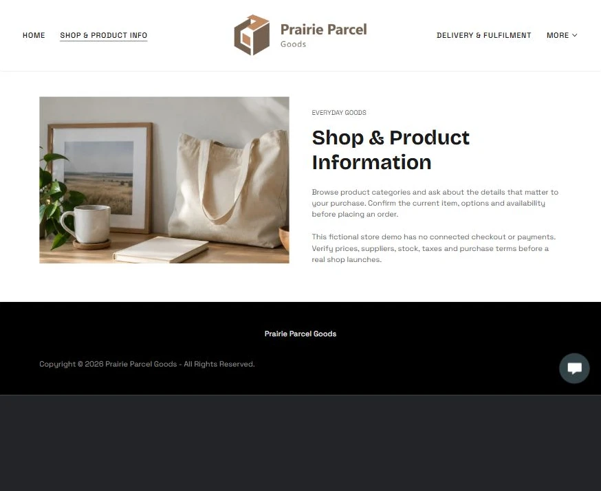 Captured first-screen Shop & Product Info example — privacy-cropped excerpt