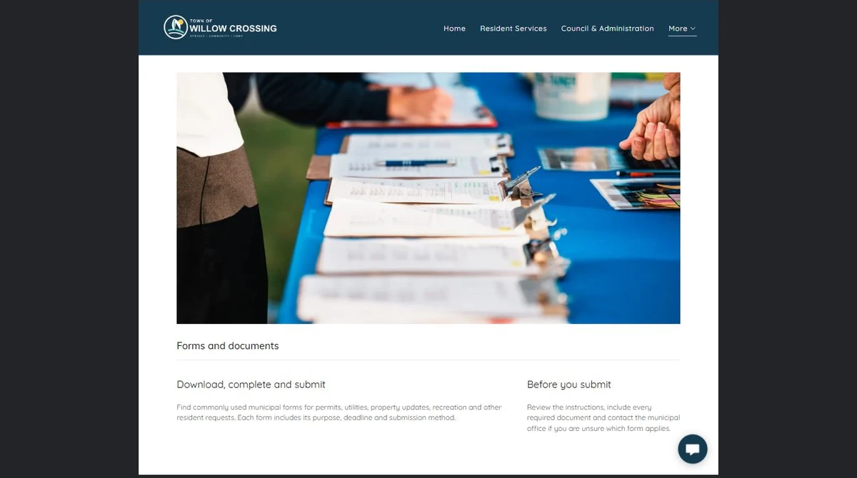 Finished Forms and documents example — privacy-cropped excerpt