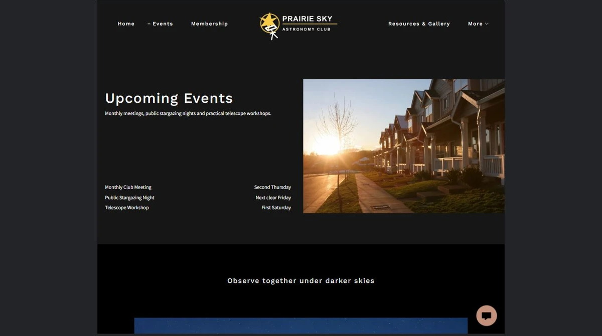 Finished Activities and events example — privacy-cropped excerpt