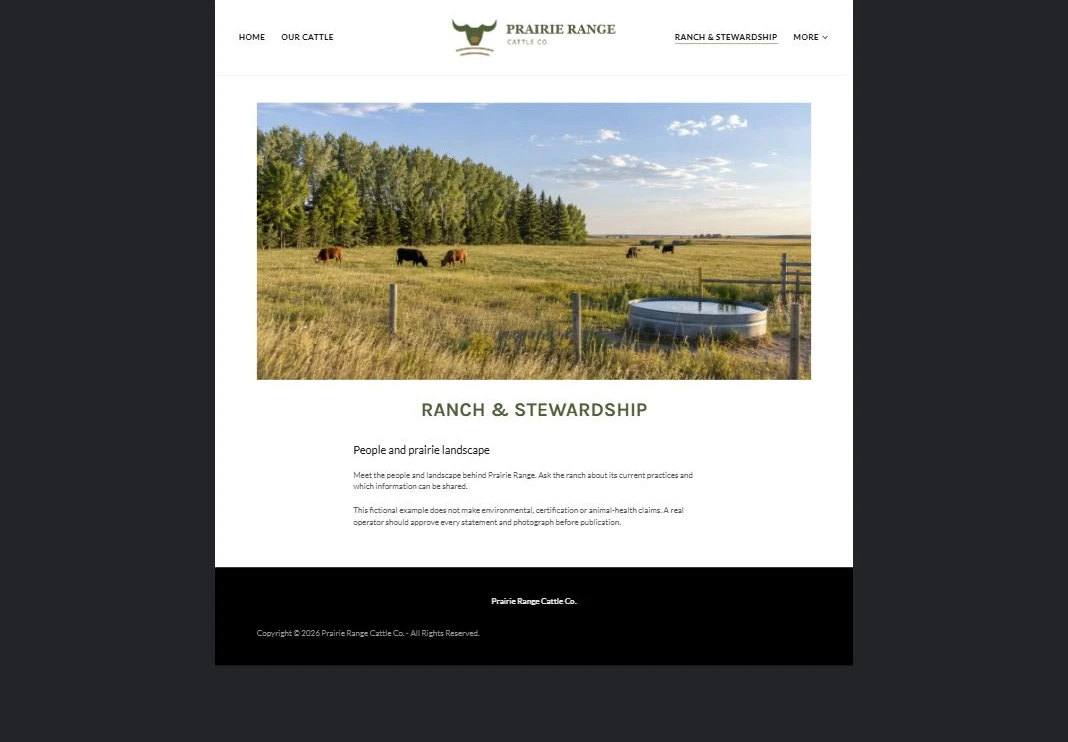 Finished Ranch & Stewardship example — privacy-cropped excerpt