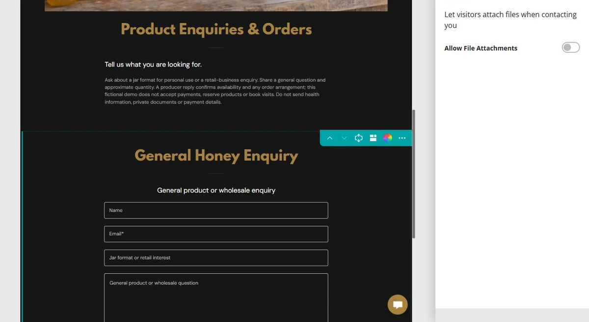 Prairie Cloverline Honey · Attachments off — privacy-cropped excerpt