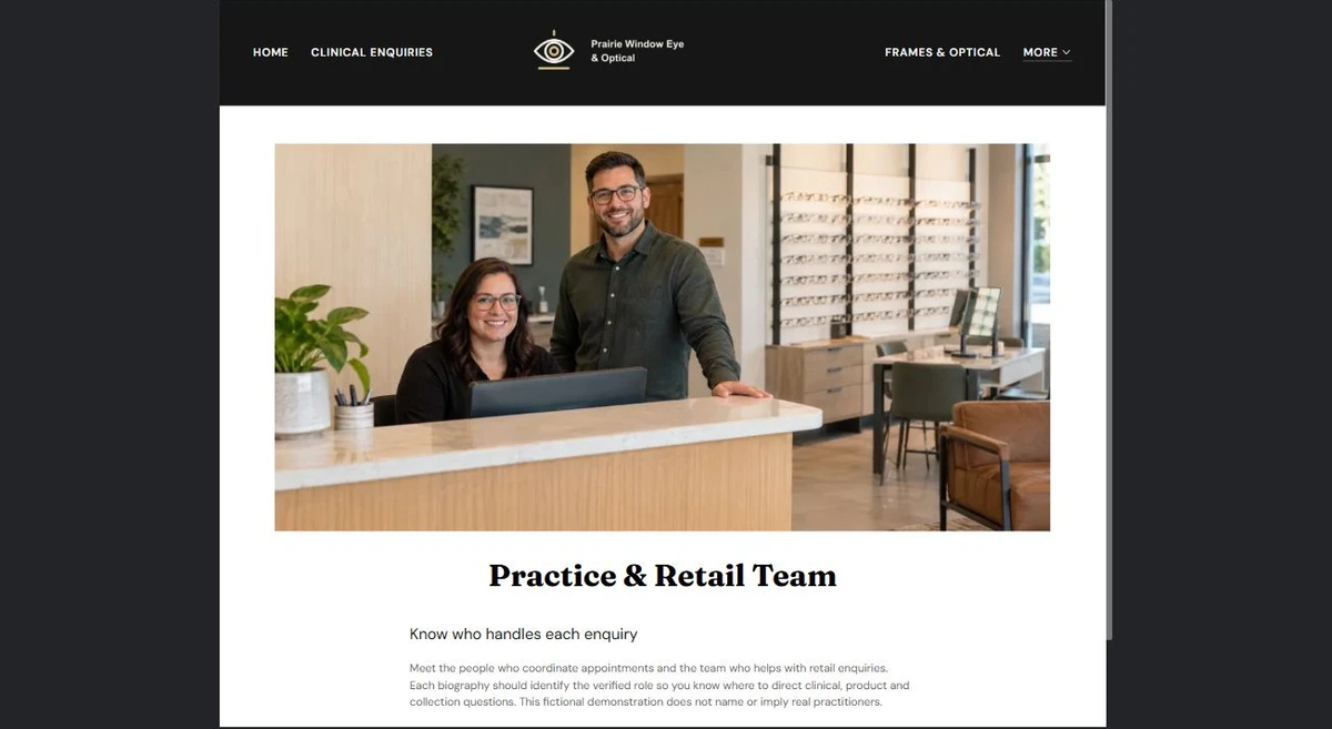 Finished Practice & Retail Team example — privacy-cropped excerpt
