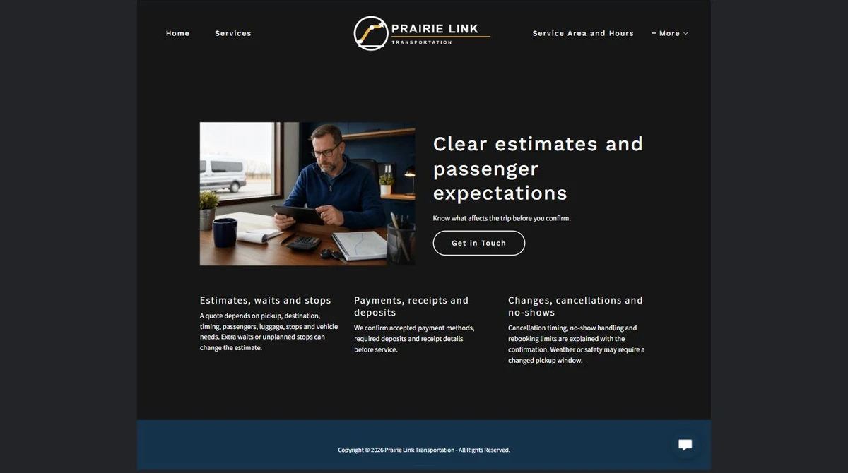 Finished Pricing and Policies example — privacy-cropped excerpt