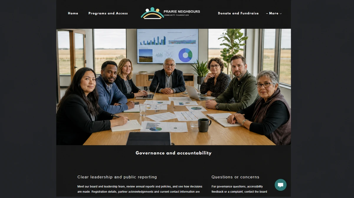 Finished Governance and accountability example — privacy-cropped excerpt