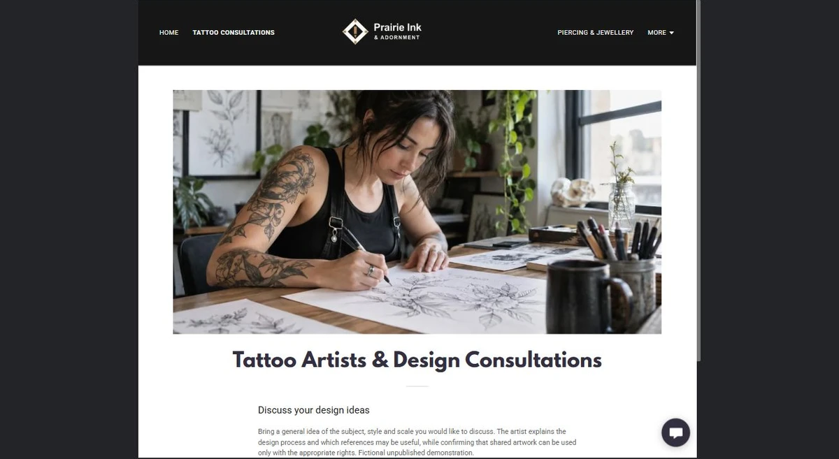 Finished Tattoo Artists & Design Consultations example — privacy-cropped excerpt