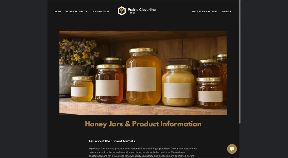 Finished Honey Jars & Product Information example — privacy-cropped excerpt
