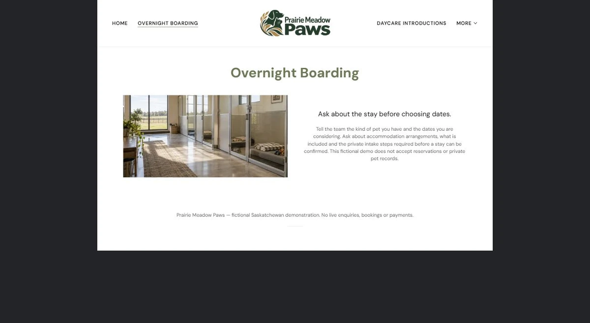 Finished Overnight Boarding example — privacy-cropped excerpt