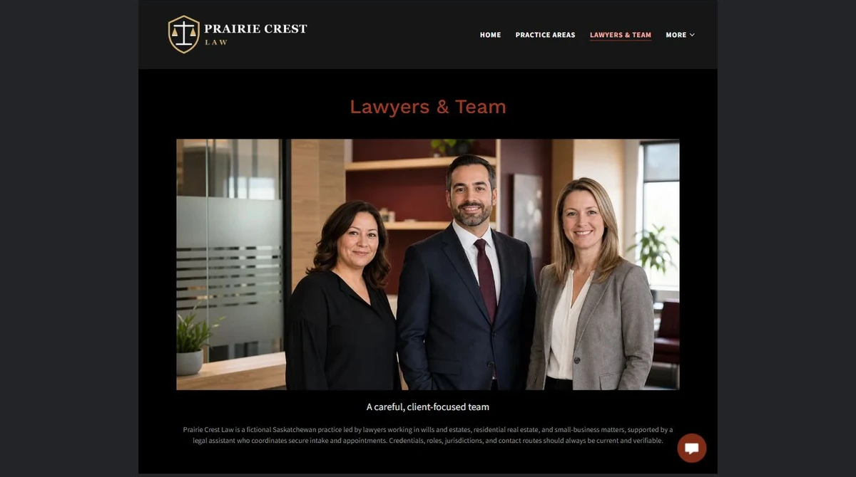 Finished Lawyers and team example — privacy-cropped excerpt