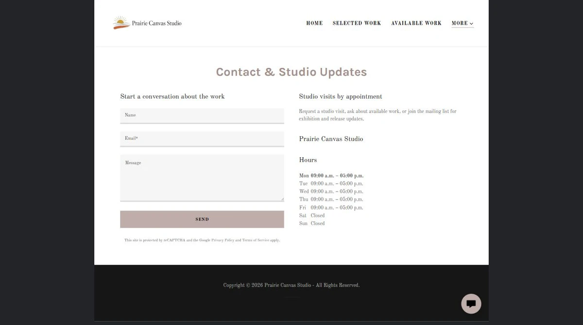 Finished Contact and studio updates example — privacy-cropped excerpt
