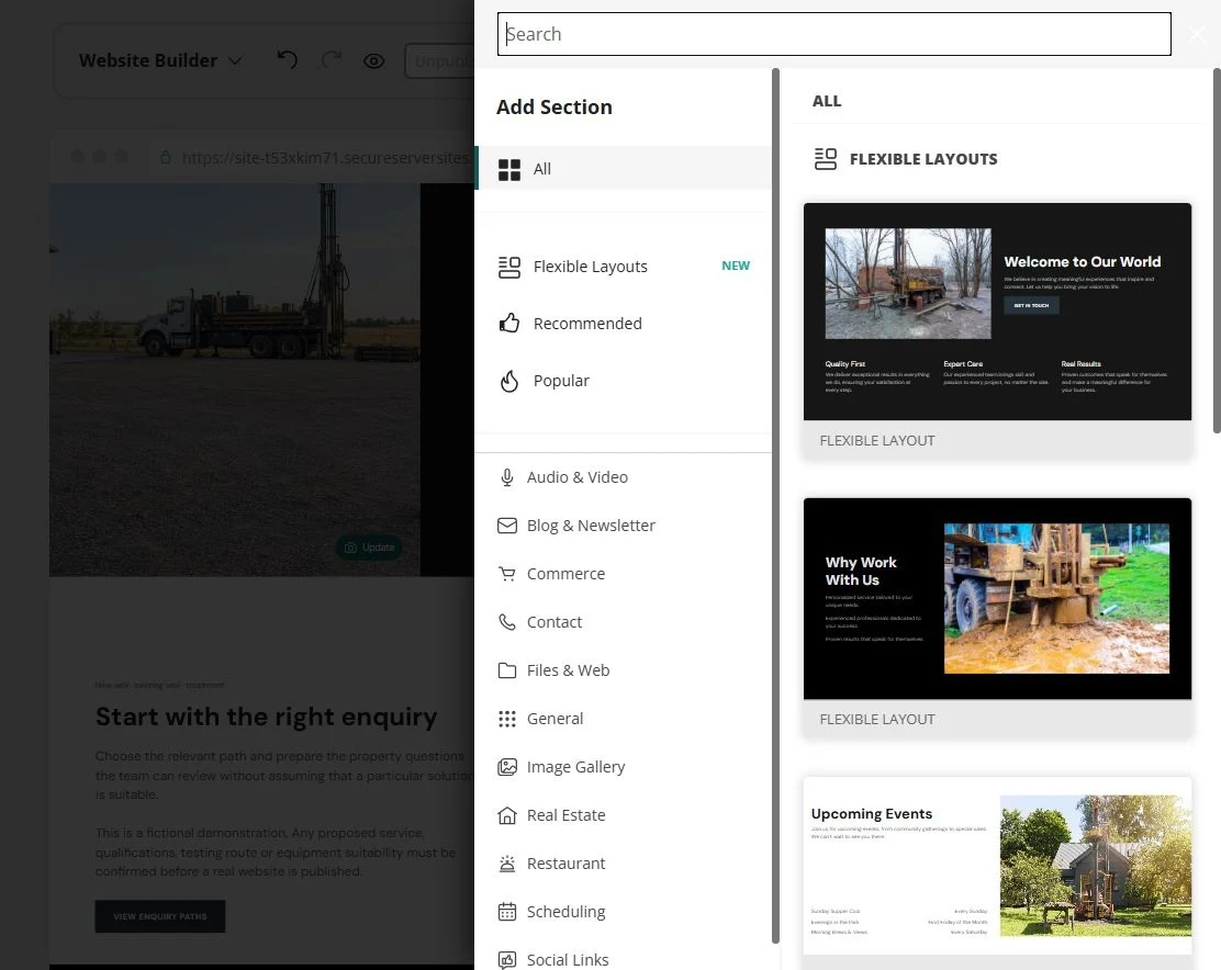 Editor · Add Section library