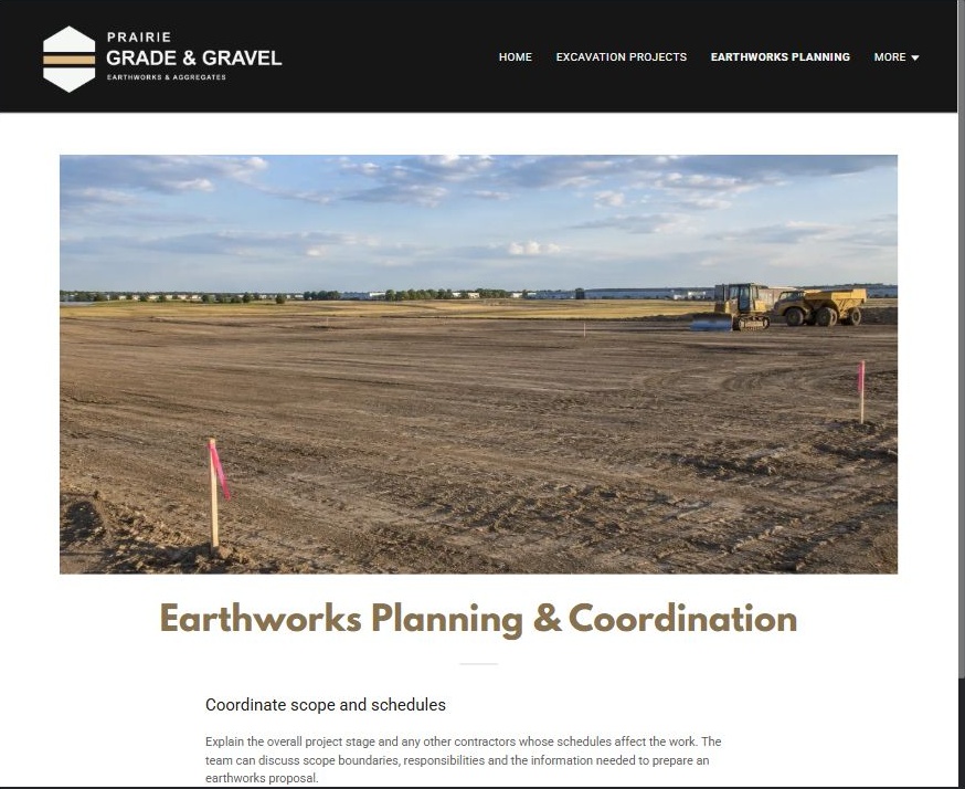 Captured first-screen Earthworks Planning & Coordination example