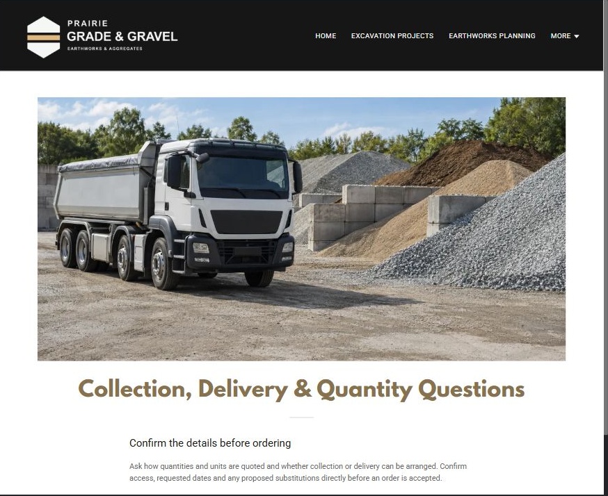 Captured first-screen Collection, Delivery & Quantity Questions example