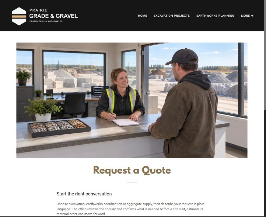 Captured first-screen Request a Quote example
